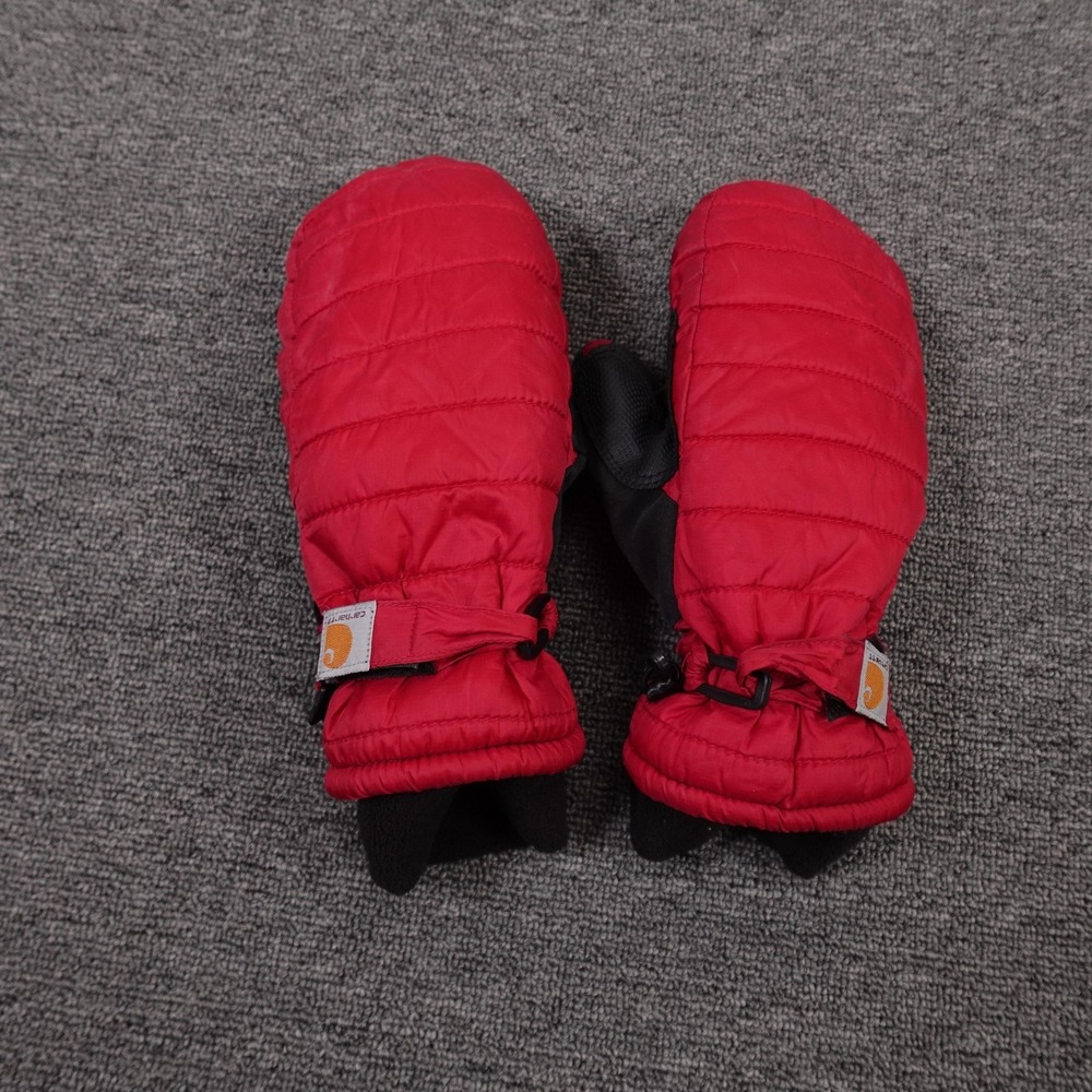 Carhartt Mittens Womens Medium Red Insulated Quilted Fleece Lined Grip Palm